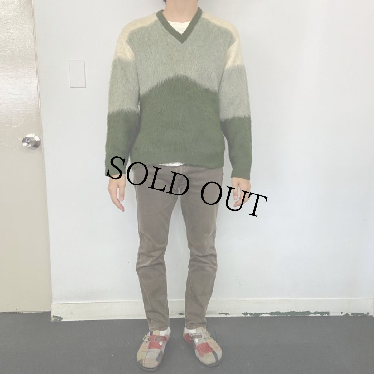 画像2: 60〜70's Mt.Alba Knitwear ボーダー柄 モヘアニットセーターM (2)