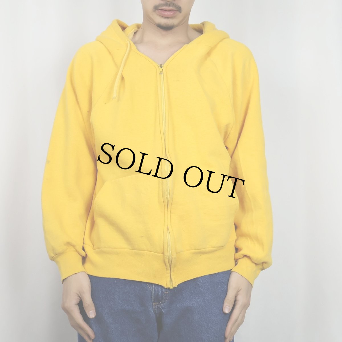 画像2: 80's downerwear 無地 ラグランスウェットジップパーカー L (2)