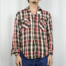 画像2: 70〜80's KINGSPORT チェック柄 ヘビーネルシャツ M (2)