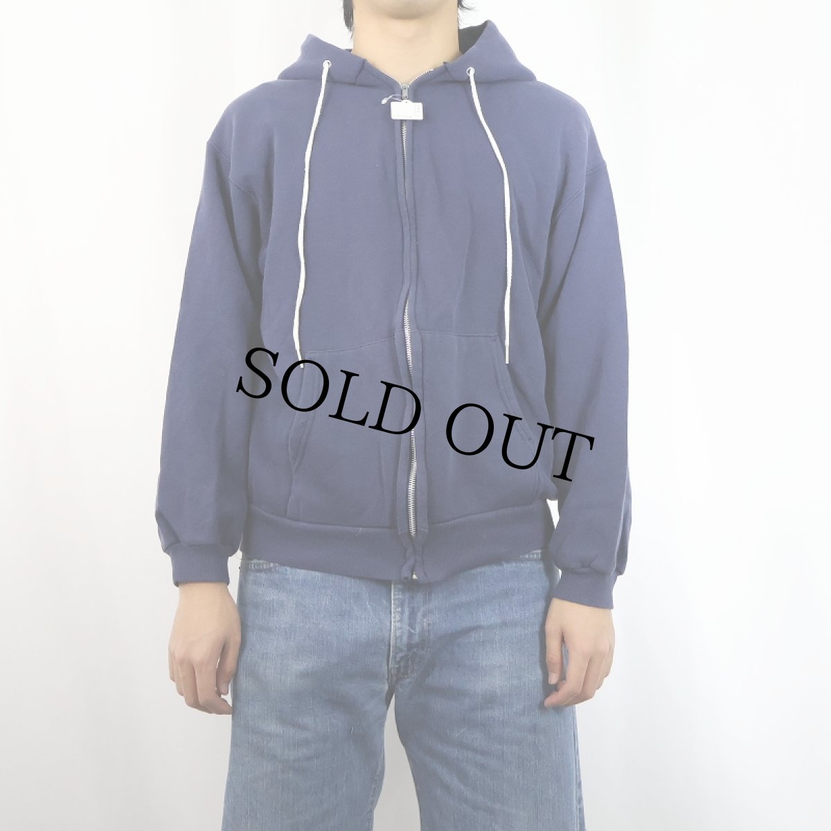 画像2: 80's Hanes USA製 スウェットジップパーカー NAVY L (2)