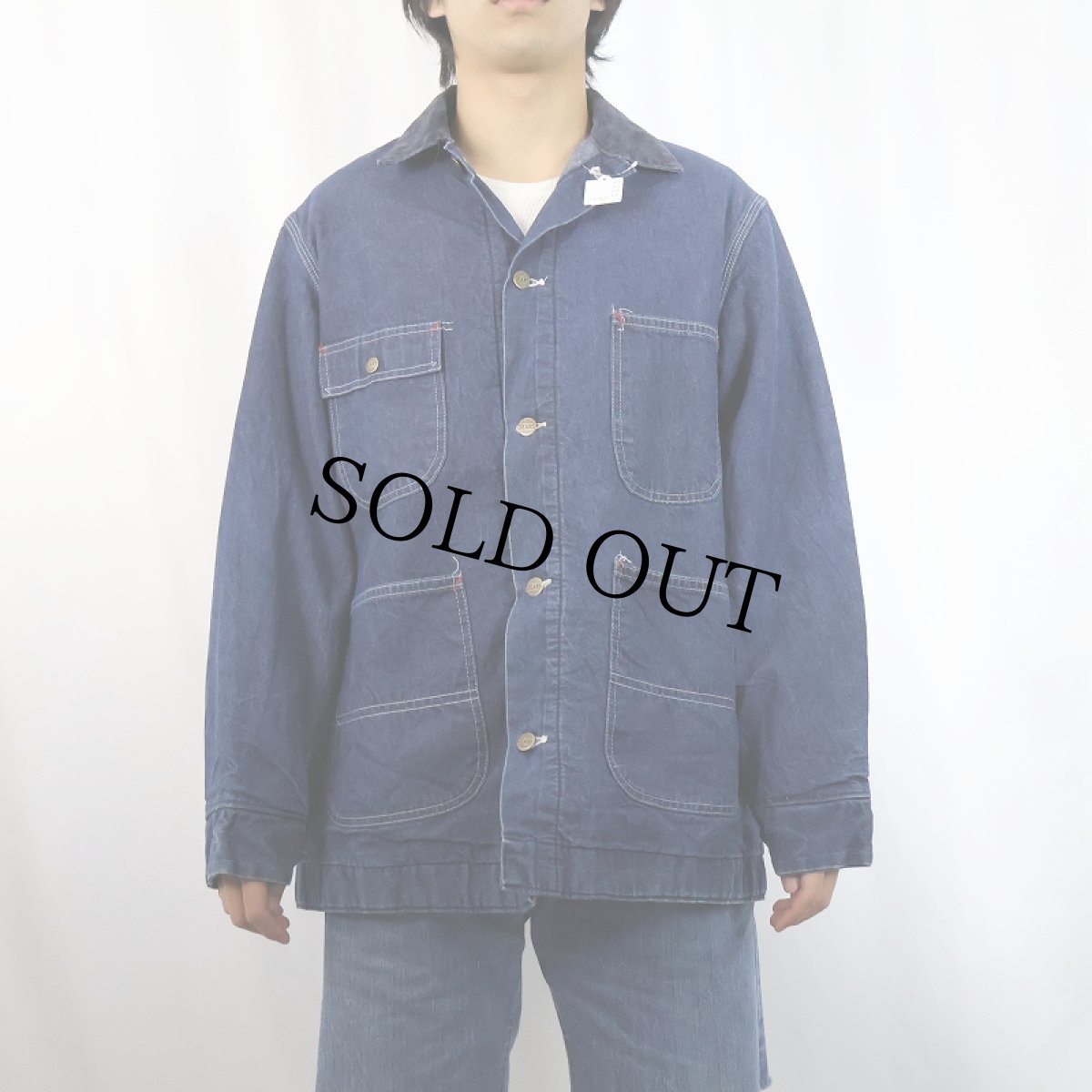 画像2: 70's Sears WORK OUTERWEAR USA製 ブランケットライナー デニムカバーオール L (2)