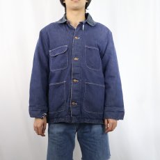 画像2: 〜70's UNKNOWN バットダイ ブランケットライナー デニムカバーオール  (2)