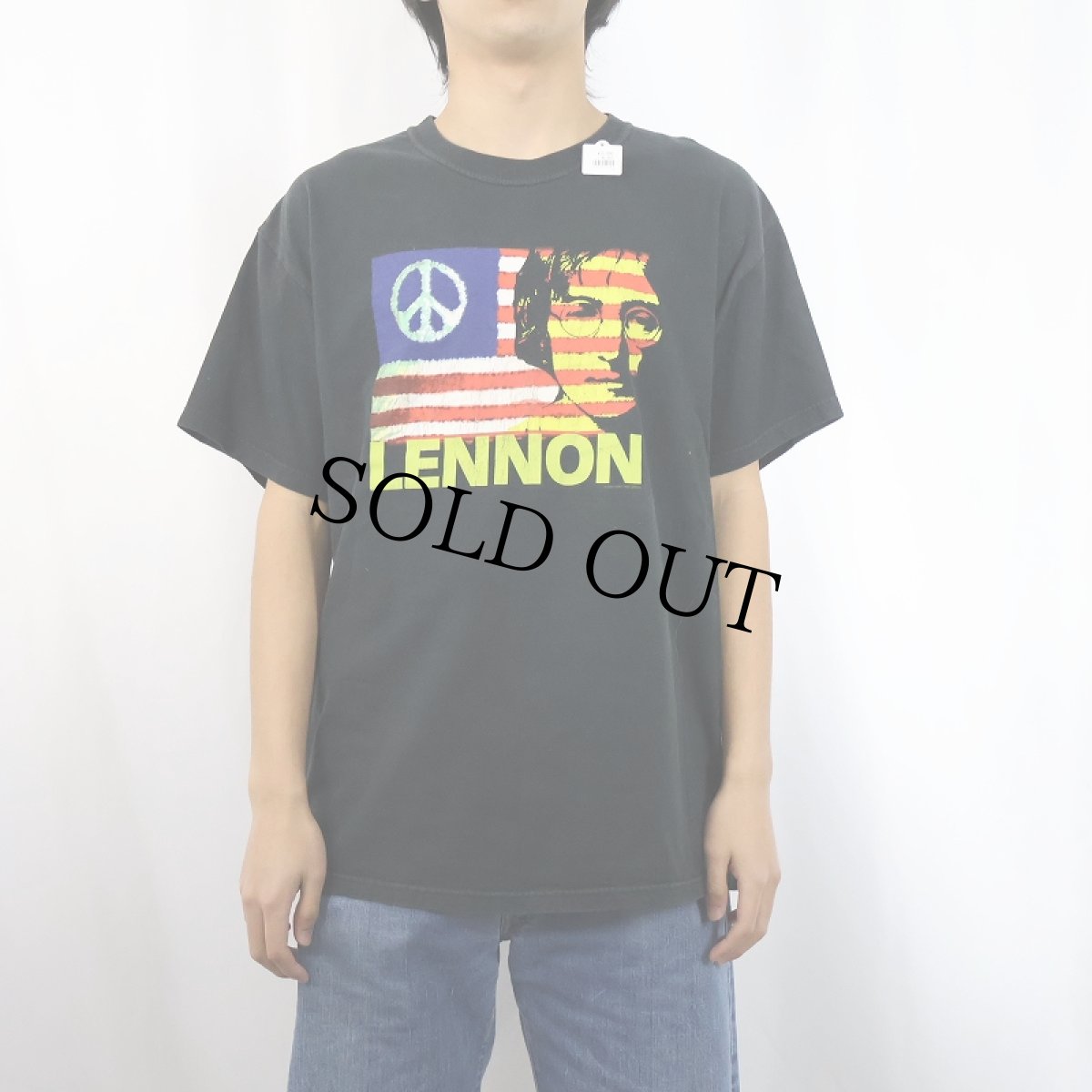 画像3: 2000's JOHN LENNON "GIVE PEACE A CHANCE" ミュージシャン プリントTシャツ BLACK L (3)