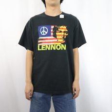 画像3: 2000's JOHN LENNON "GIVE PEACE A CHANCE" ミュージシャン プリントTシャツ BLACK L (3)