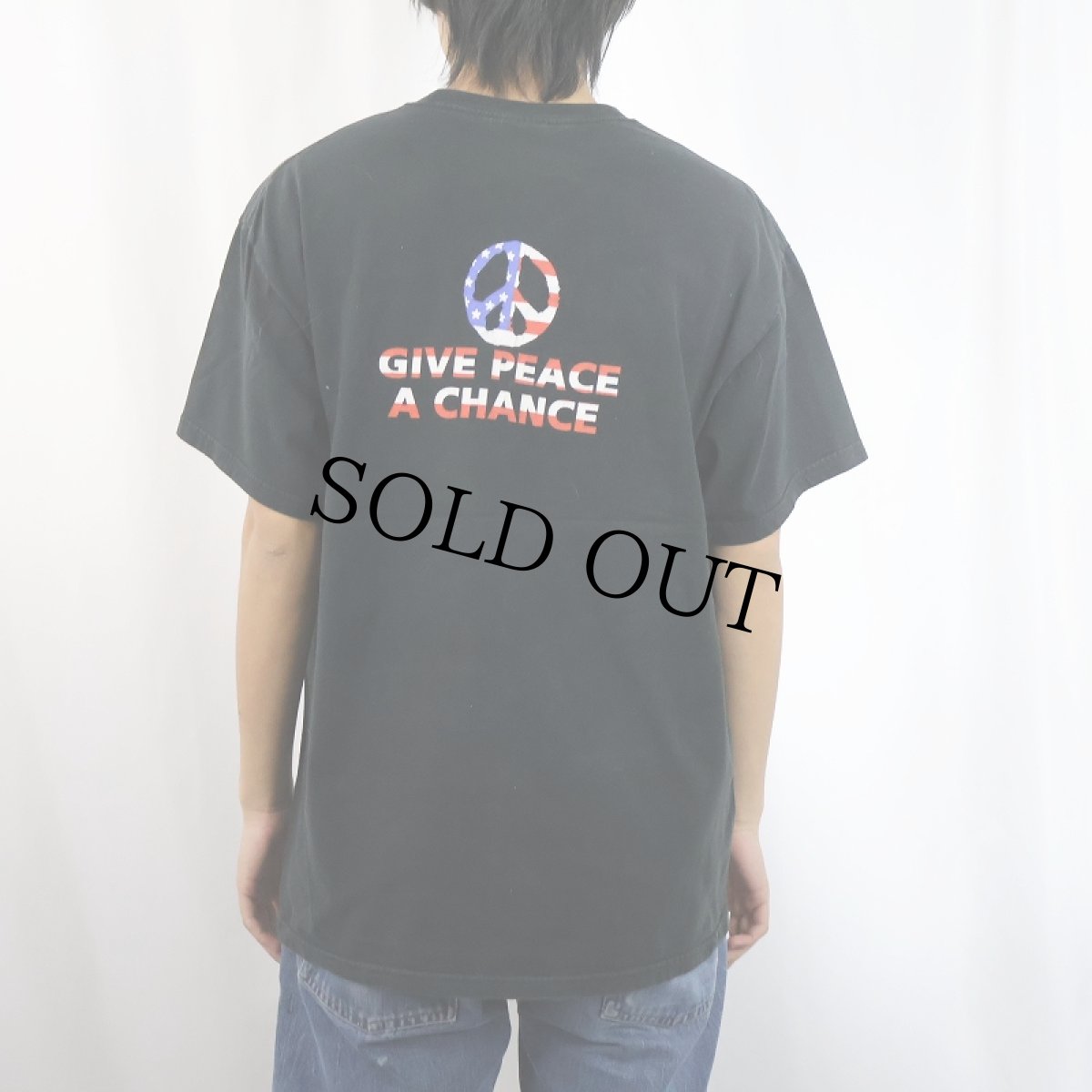 画像4: 2000's JOHN LENNON "GIVE PEACE A CHANCE" ミュージシャン プリントTシャツ BLACK L (4)