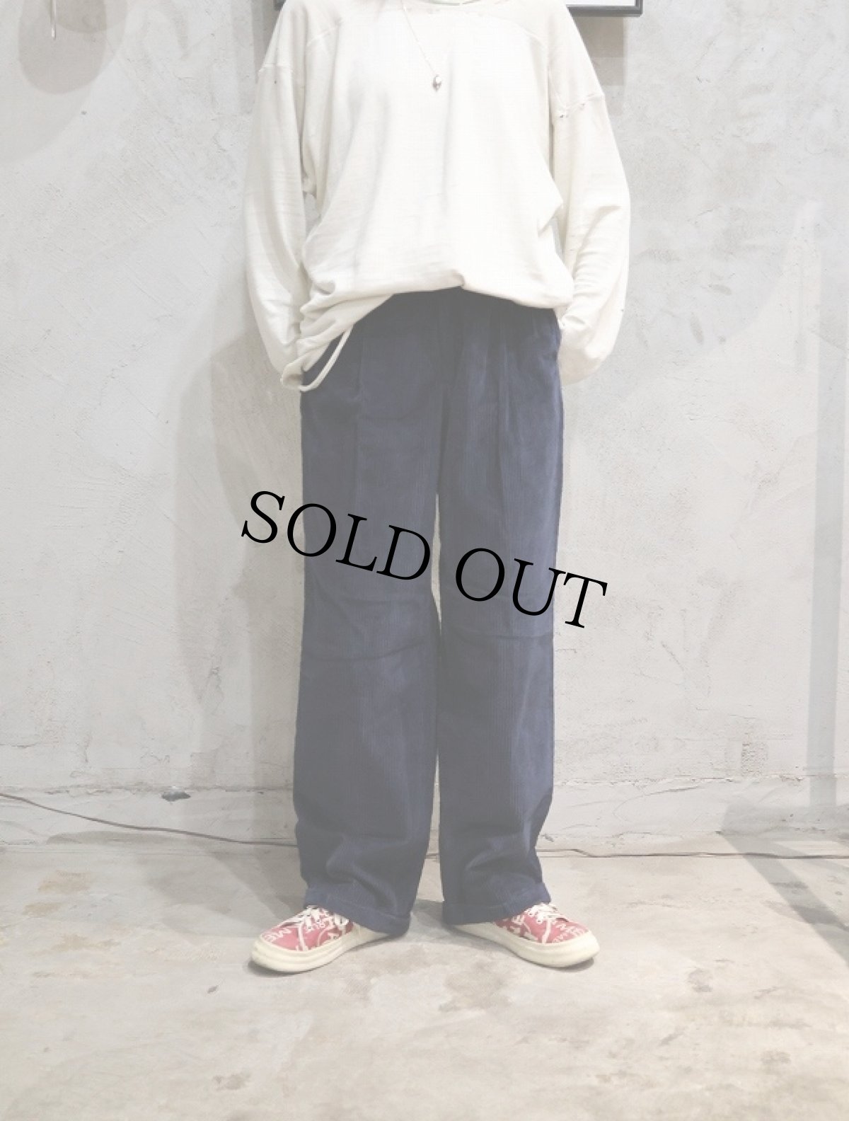 画像1: 80's SAKS FIFTH AVENUE 太畝 コーデュロイパンツ NAVY W32 (1)