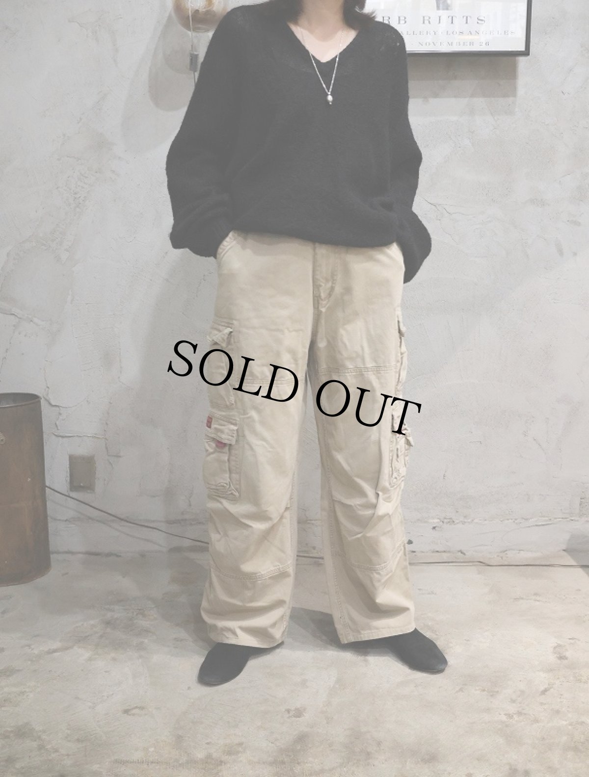 画像4: 60's THE STAG SHOP by RAMBULE Vネック モヘアニットセーター BLACK L (4)