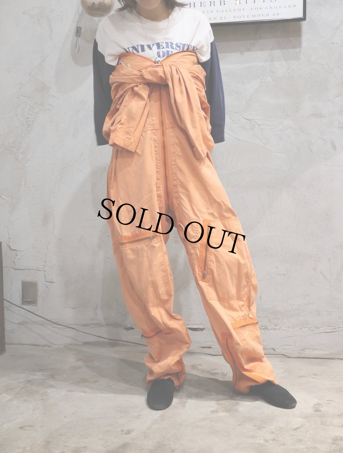 画像5: 60's U.S.AIR FORCE K-2B VERY LIGHT ORANGE FLYING SUIT MEDIUM-REGULAR (5)