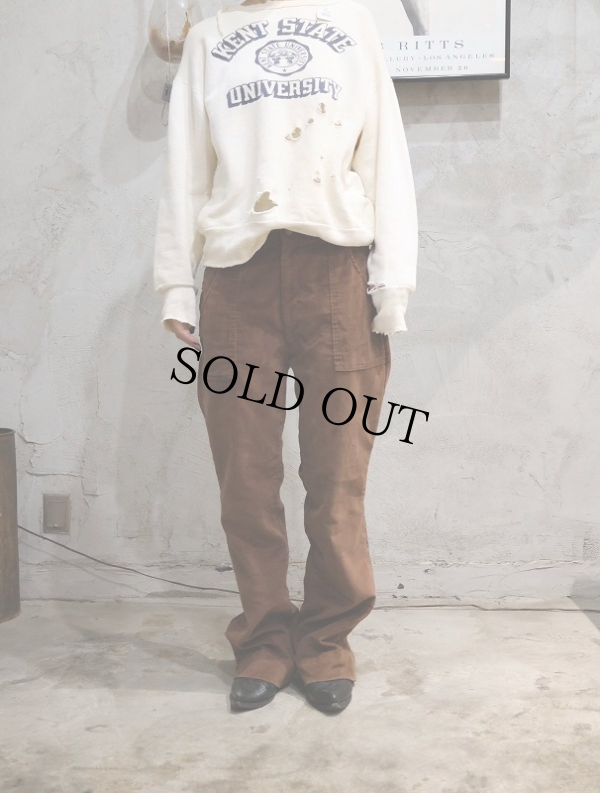 画像5: 70's PUT-ON SHOP by Sears ベロアフレアパンツ W33 (5)