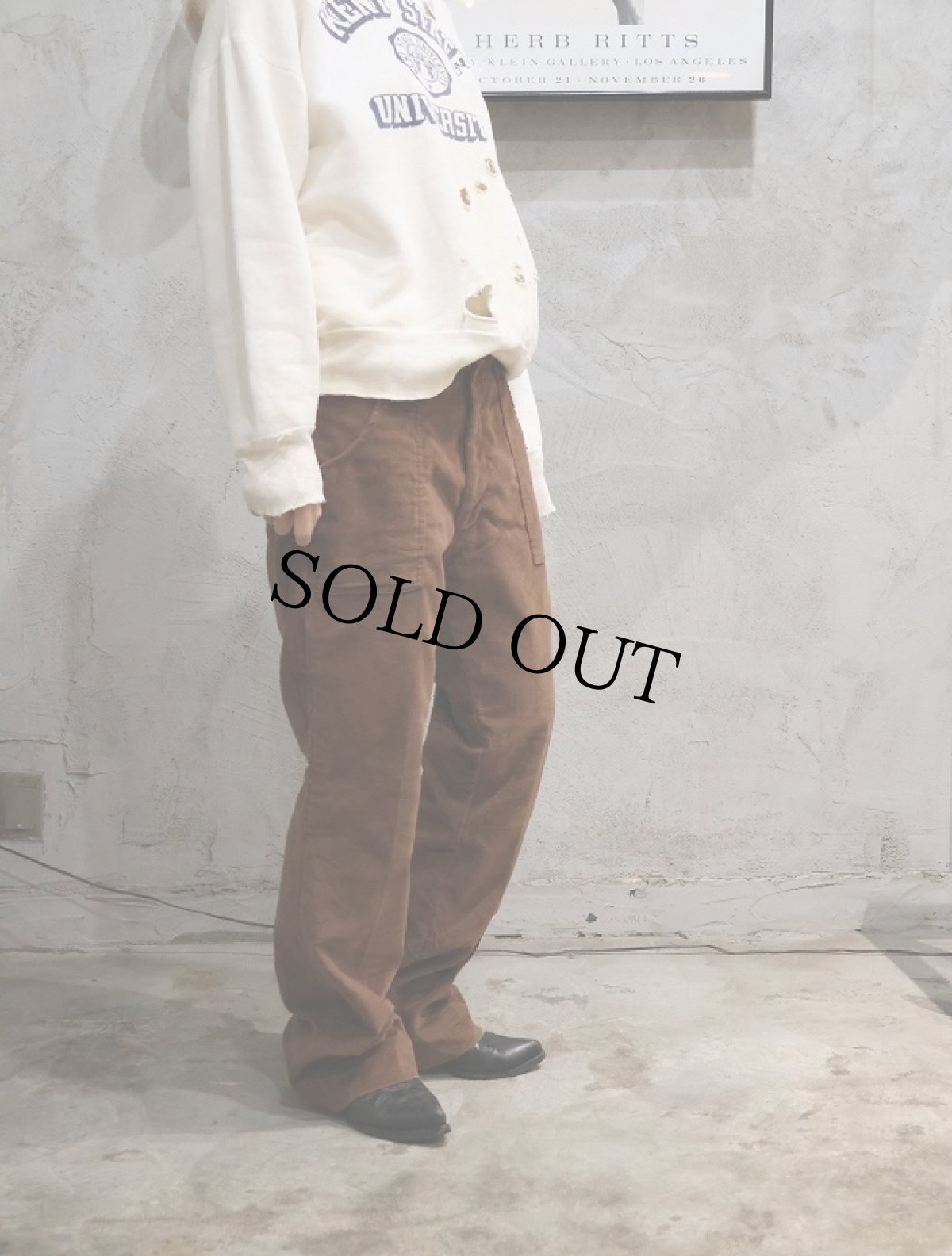 画像2: 70's PUT-ON SHOP by Sears ベロアフレアパンツ W33 (2)