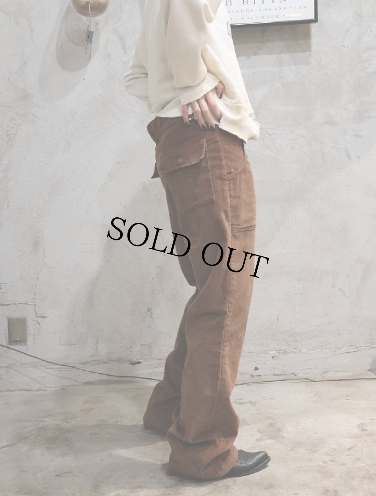 画像1: 70's PUT-ON SHOP by Sears ベロアフレアパンツ W33 (1)