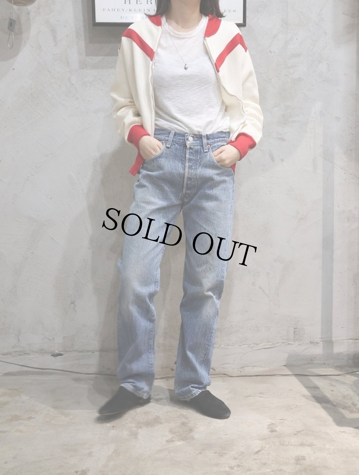 画像2: 50's AKOM パチポケ 針抜きリブ スウェットジップパーカー M (2)