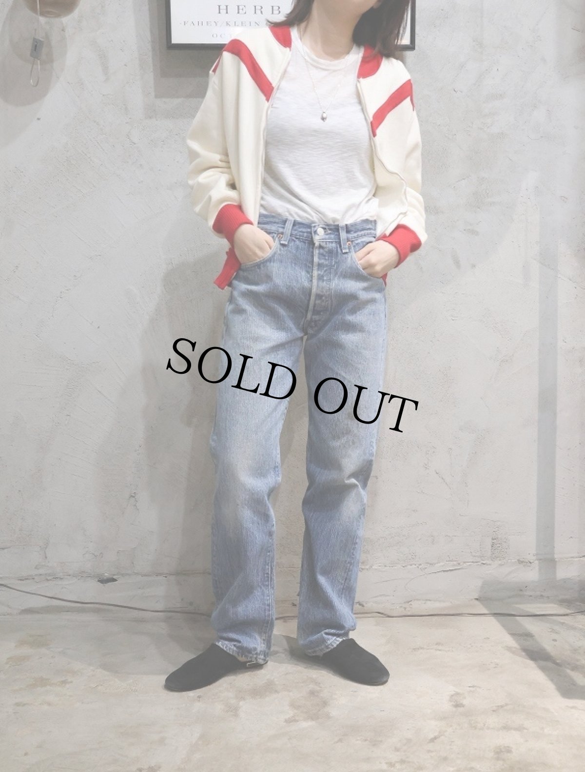 画像1: 80's Levi's 501 USA製 ストライプ柄 デニムパンツ W29 (1)