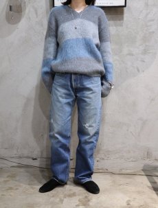 画像3: 60's Penneys TOWNCRAFT ボーダー柄 Vネック モヘアニットセーター M (3)