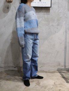 画像2: 60's Penneys TOWNCRAFT ボーダー柄 Vネック モヘアニットセーター M (2)