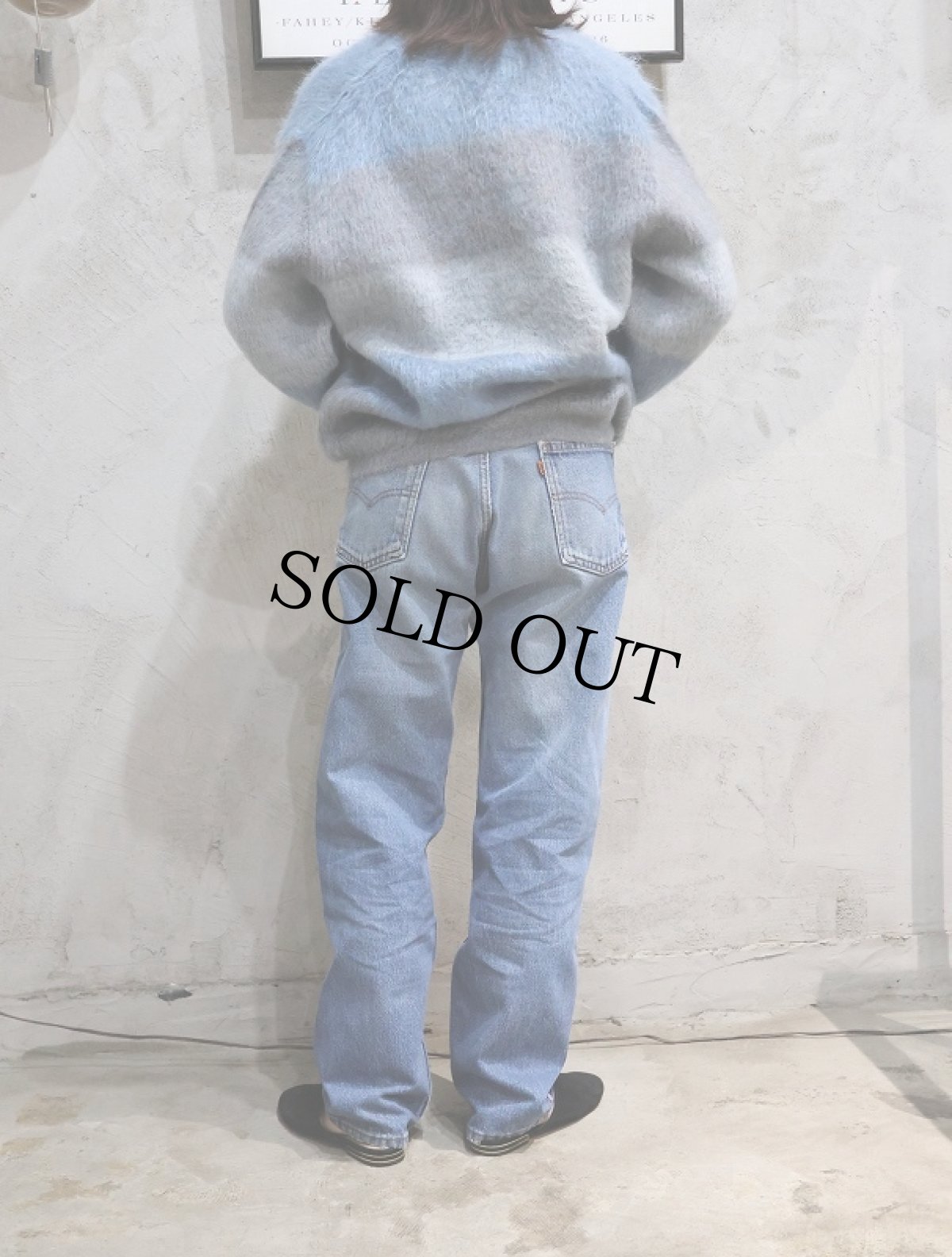 画像4: 60's Penneys TOWNCRAFT ボーダー柄 Vネック モヘアニットセーター M (4)