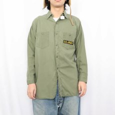 画像2: 40's U.S.NAVY N-3 "U.S.ARMY" パッチ付き コットンポプリン ユーティリティシャツ (2)