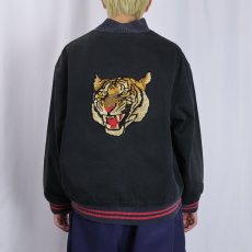 画像4: 90's POLO SPORT Ralph Lauren 虎刺繍 コットンスタジャン BLACK  (4)