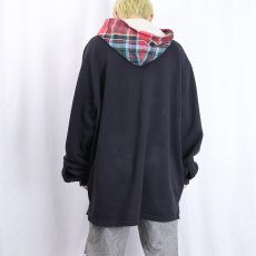 画像3: 90's POLO SPORT Ralph Lauren チェック柄 スウェットシャツパーカー BLACK XL (3)