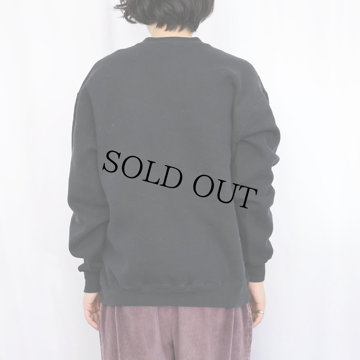 画像3: 80's RUSSELL ATHLETIC USA製 "IOWA"  前V フロッキープリントスウェット BLACK XL (3)