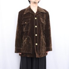 画像2: 70's JCPenney 裏ボア ベルベットジャケット BROWN L (2)