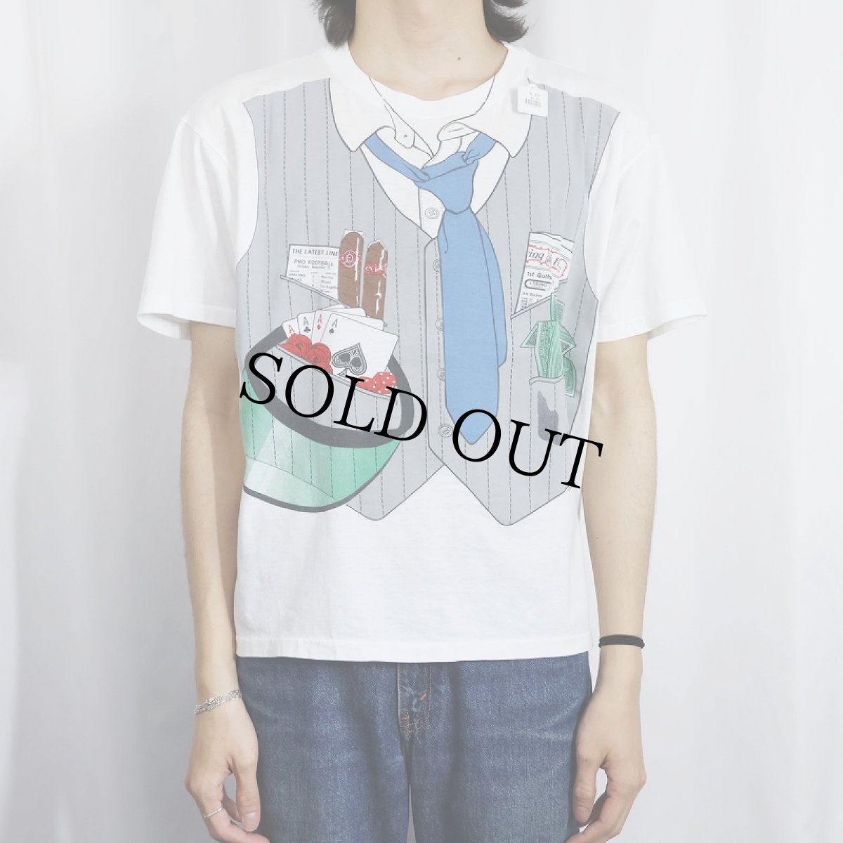 画像2: 80's USA製 騙し絵イラストプリントTシャツ XL (2)