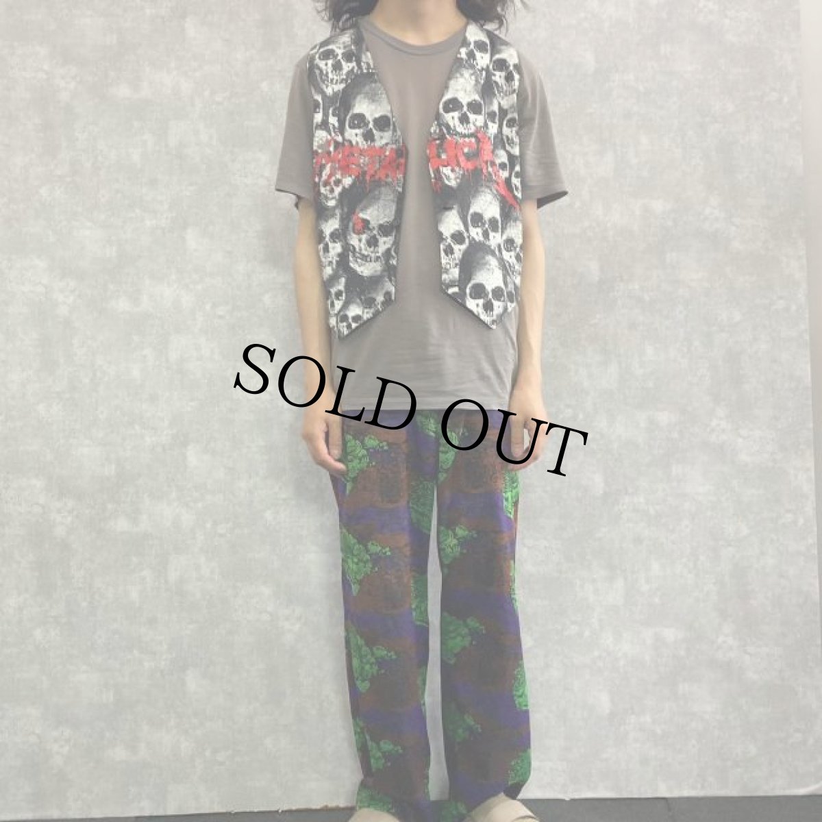 画像2: METALLICA  ITALY製 総柄コットンジレベスト XL (2)