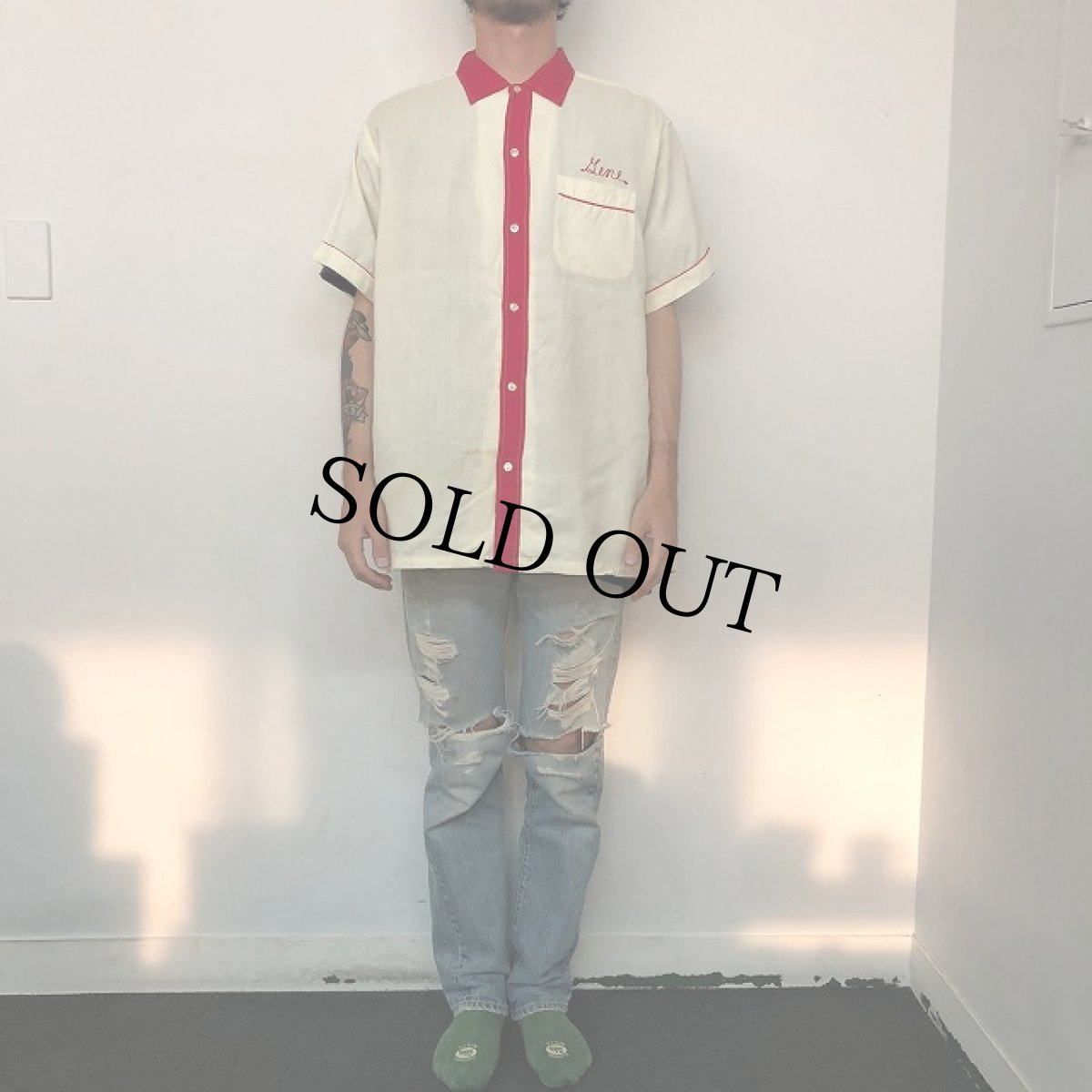 画像3: 50's Crown Prince チェーン刺繍 ボーリングシャツ L (3)