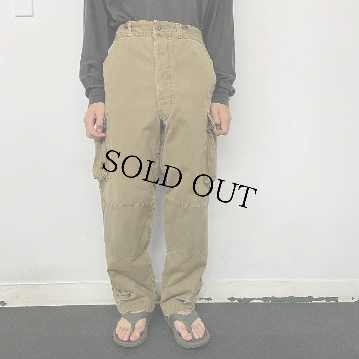 画像2: 60's French Army M-47 HBT カーゴパンツ W35 (2)