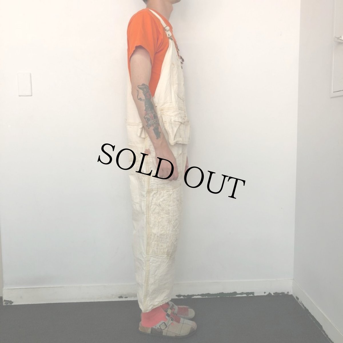 画像3: 70's Lee USA製 エプロン付き ダブルニー生成りオーバーオール (3)