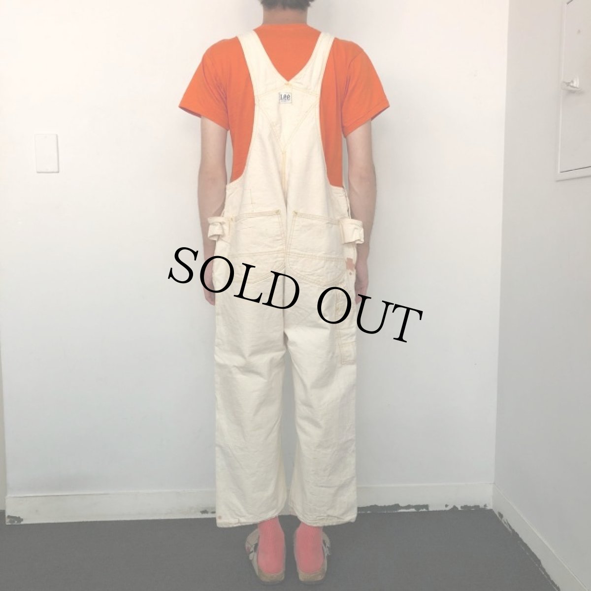 画像4: 70's Lee USA製 エプロン付き ダブルニー生成りオーバーオール (4)