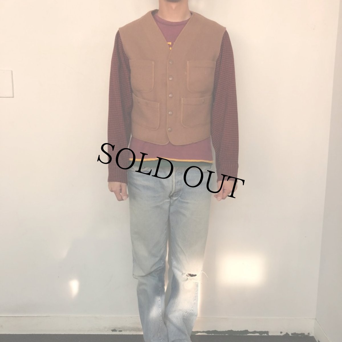 画像2: 50's L.L.Bean 黒タグ筆記体 ウールスポーツベスト 40 (2)