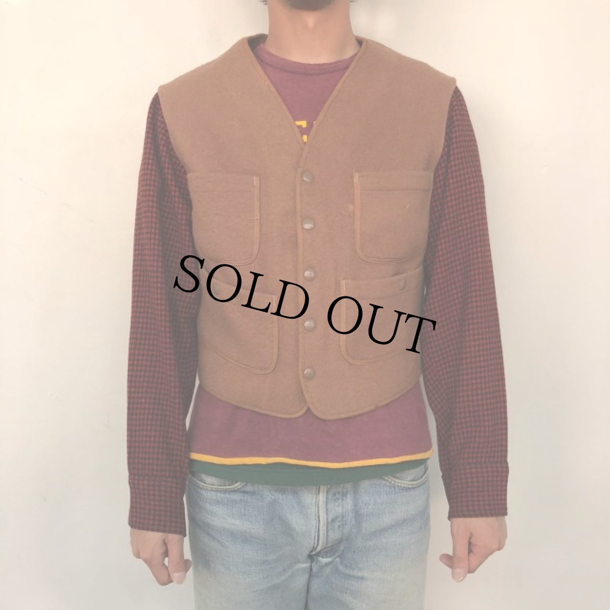 画像3: 50's L.L.Bean 黒タグ筆記体 ウールスポーツベスト 40 (3)