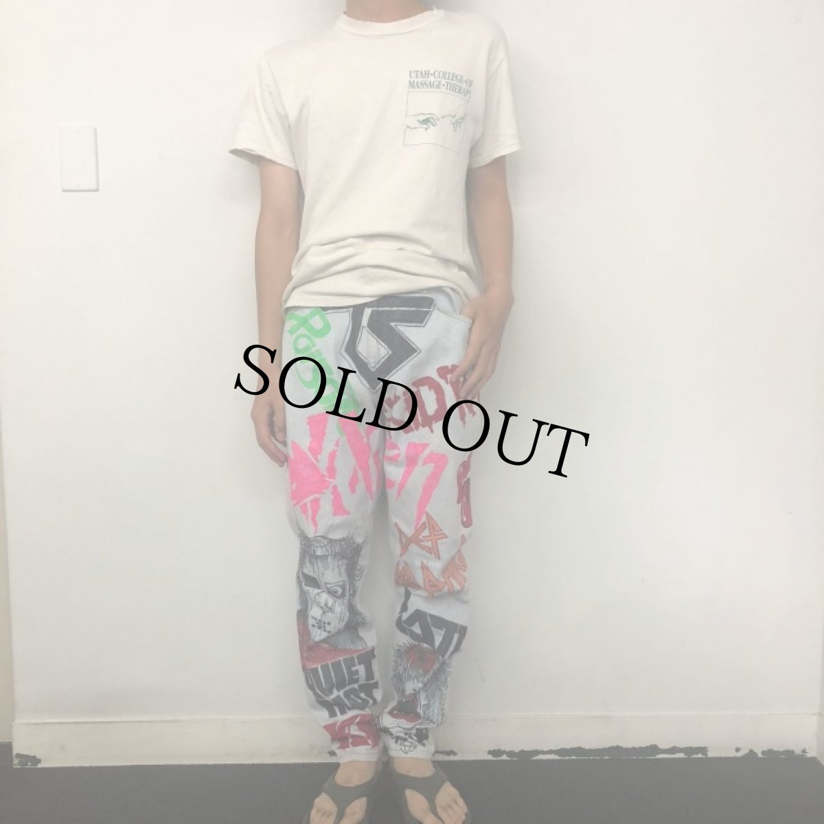 画像6: 90's Lee USA製 "ロックバンド" ハンドペイント デニムパンツ W28 (6)