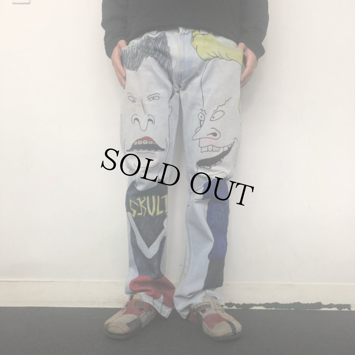 画像2: Levi's 506 "Beavis＆Butt-Head" ハンドペイント デニムパンツ W35 (2)