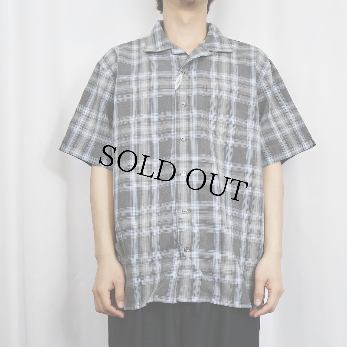 画像2: Ralph Lauren RRL チェック柄 猫目ボタン コットン×レーヨン オープンカラーシャツ L (2)