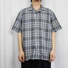 画像2: Ralph Lauren RRL チェック柄 猫目ボタン コットン×レーヨン オープンカラーシャツ L (2)
