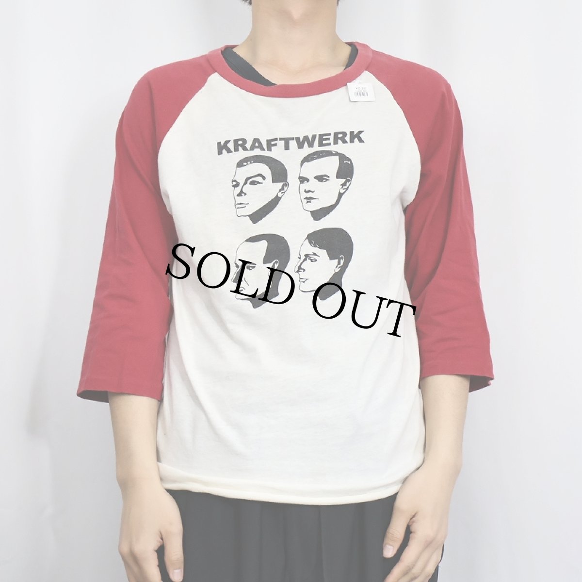 画像2: 80's KRAFTWERK USA製 エレクトロミュージックグループ ラグランロンT XL (2)