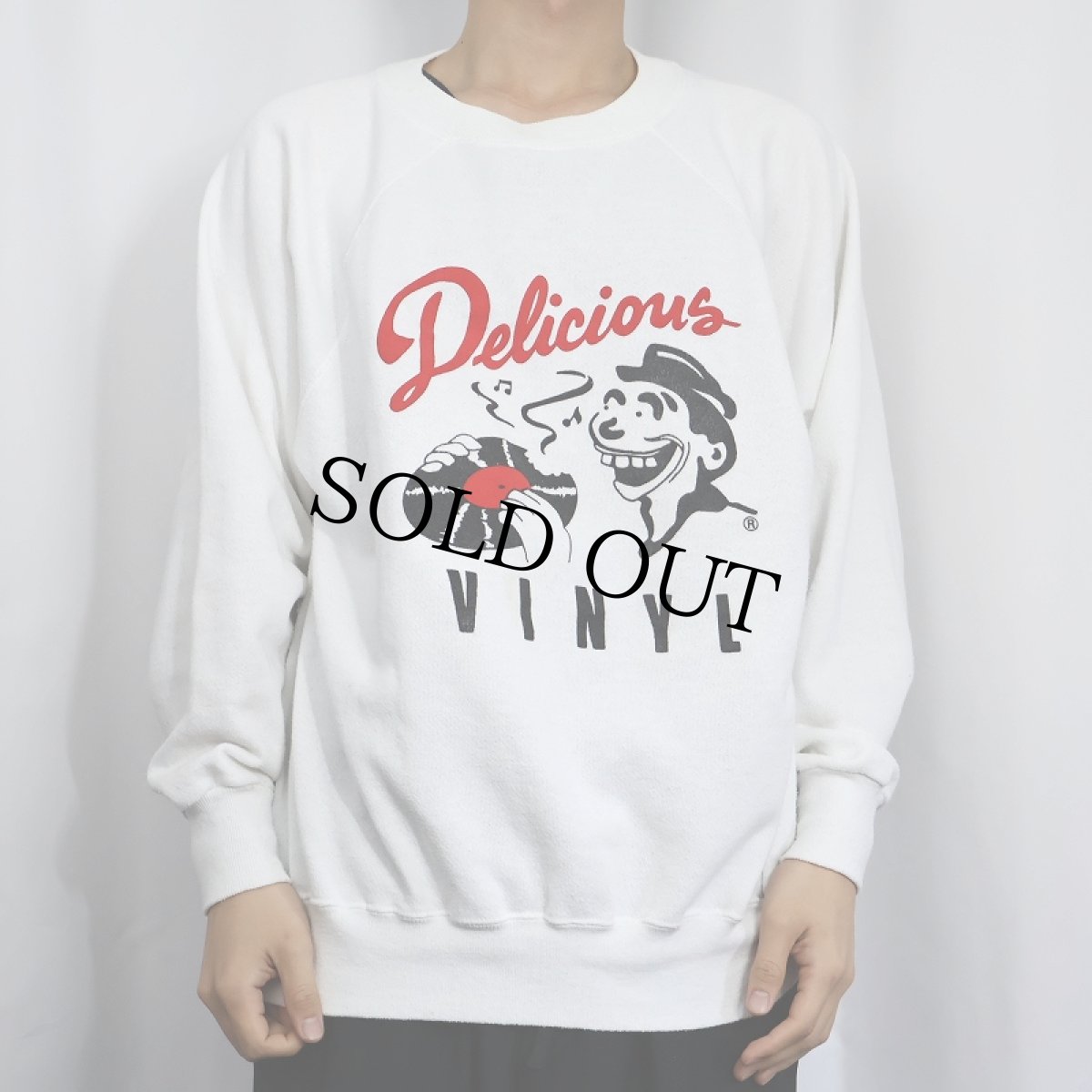 画像2: 80's Delicious Vinyl USA製 レコードレーベル プリントスウェット XL (2)