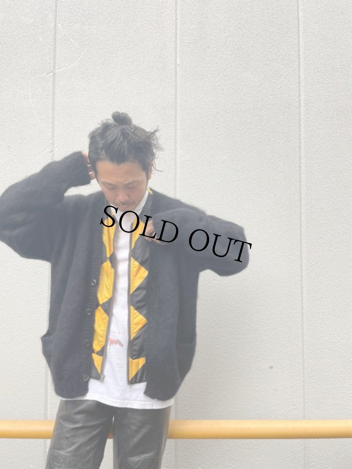 画像2: Feeet別注 STRANGE TRIP "MIX MOHAIR CARDIGAN" BLACK×BLACK 【M】 (2)