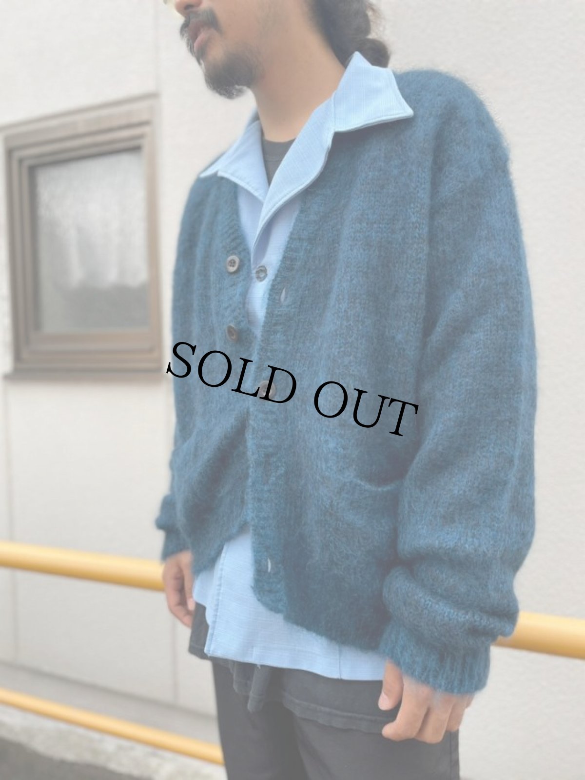 画像4: STRANGE TRIP 2021AW "MIX MOHAIR CARDIGAN" BLUE×BLACK 【L】 (4)