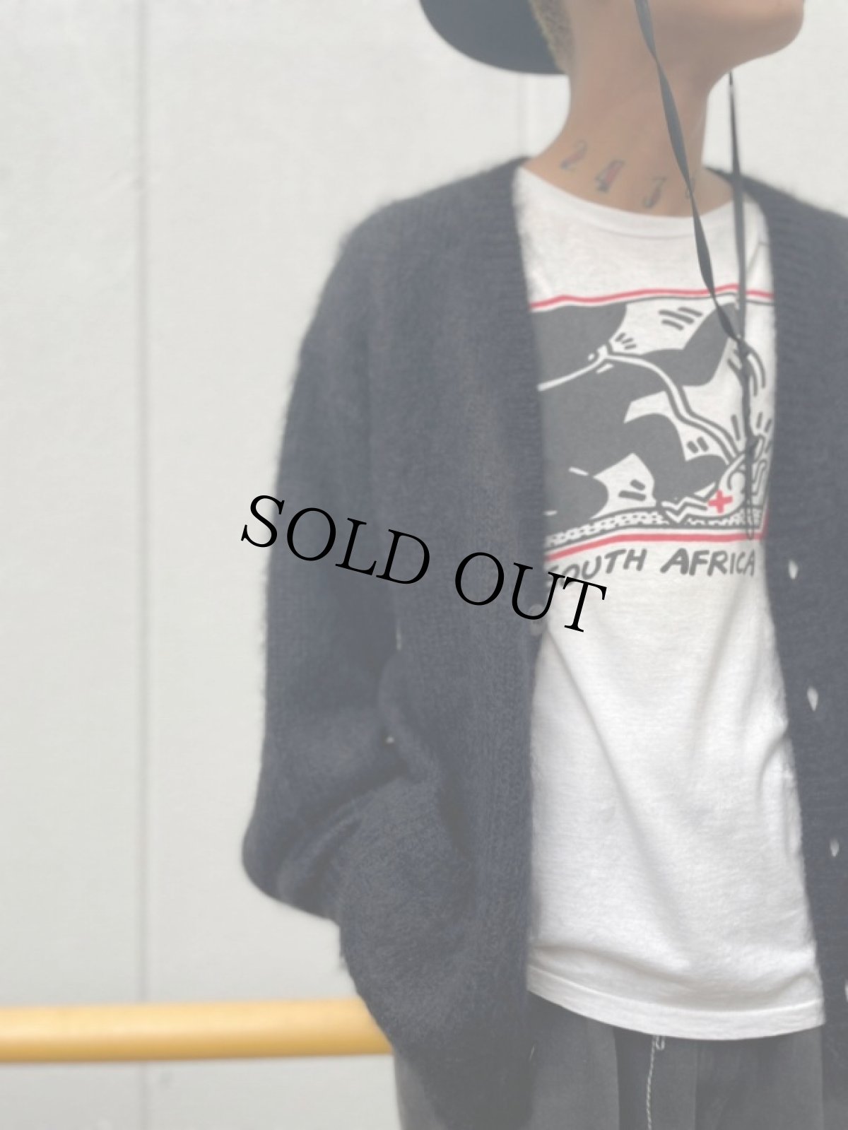 画像4: Feeet別注 STRANGE TRIP 2021AW "MIX MOHAIR CARDIGAN" BLACK×BLACK 【L】 (4)