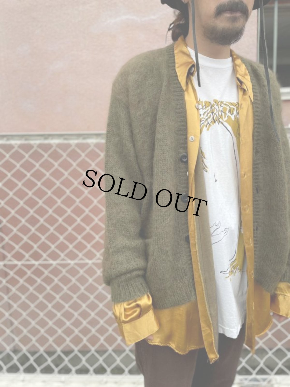 画像4: STRANGE TRIP 2021AW "MIX MOHAIR CARDIGAN" KHAKI×CAMEL 【L】 (4)