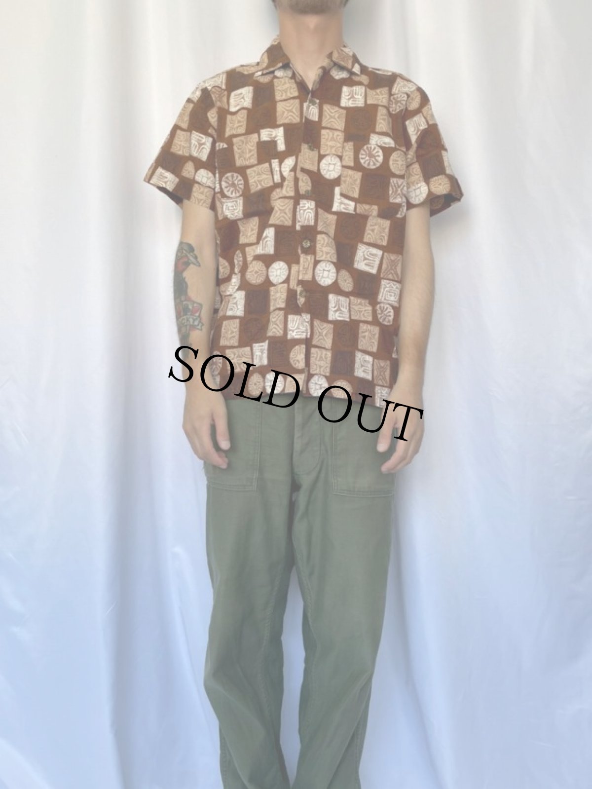 画像2: 60's Duke of Hollywood CARIFORNIA 総柄アロハシャツ M (2)