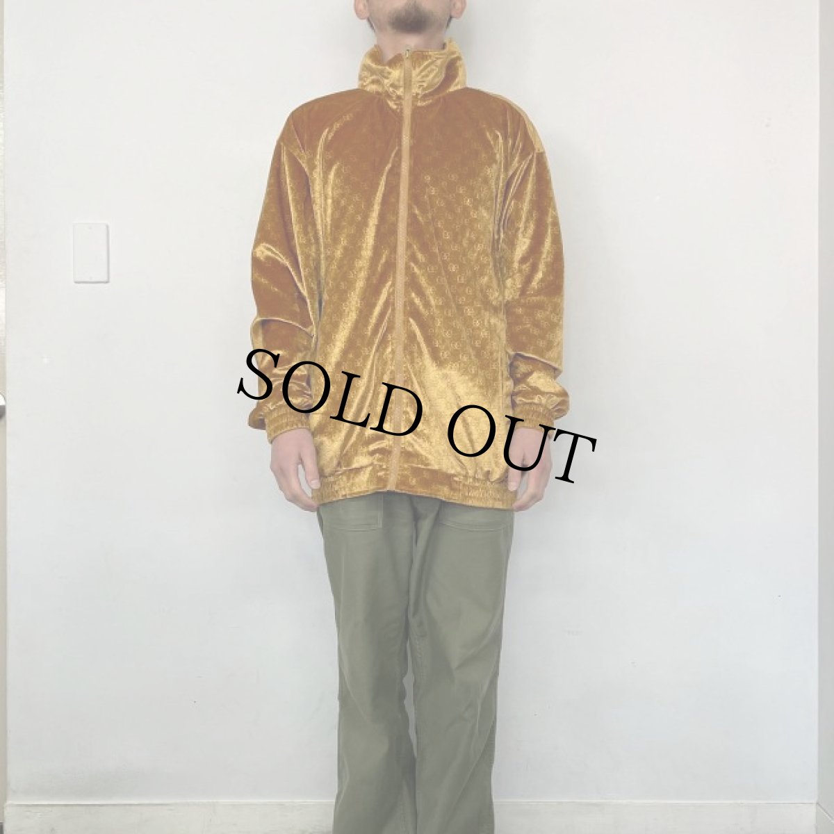 画像2: RAW BLUE "GUCCI" パロディ ベロアジャケット 2XL (2)