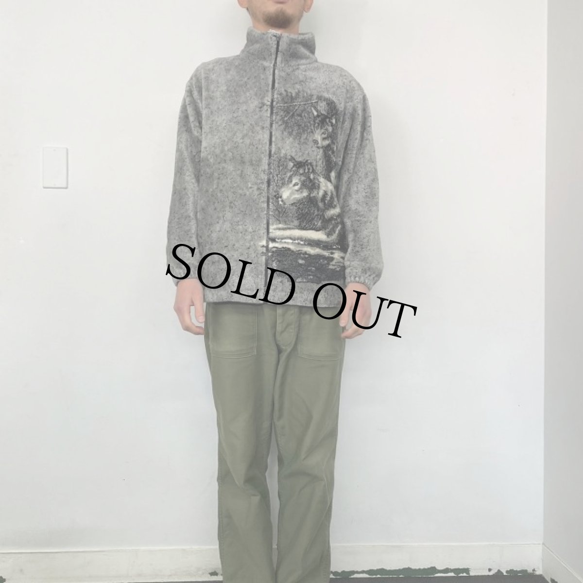 画像3: NORTHERN LIFESTYLES CANADA製 オオカミ柄 フリースジャケット (3)