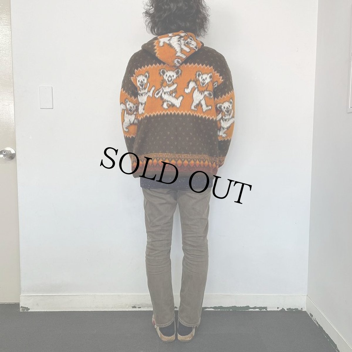 画像4: GRATEFUL DEAD "DEAD BEAR" 総柄 シャギーニットパーカ S (4)