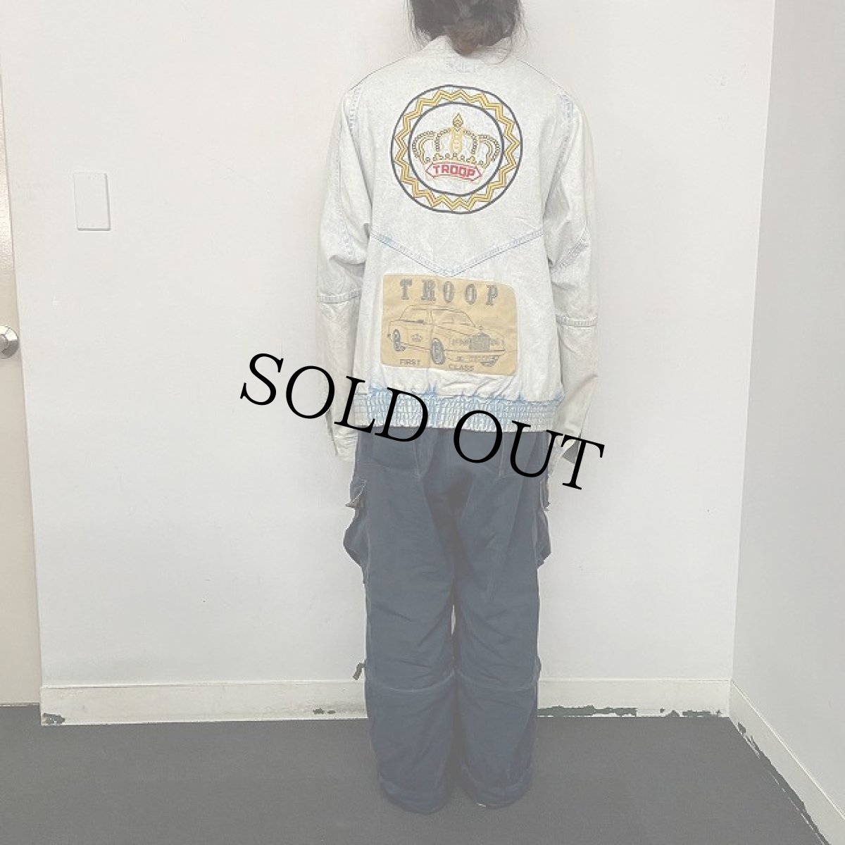 画像5: 80〜90's TROOP ロゴ刺繍デニムジャケット L (5)