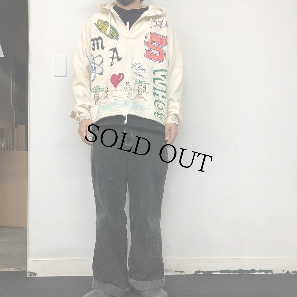 画像3: 90's Hand Painted サックパーカ XL (3)