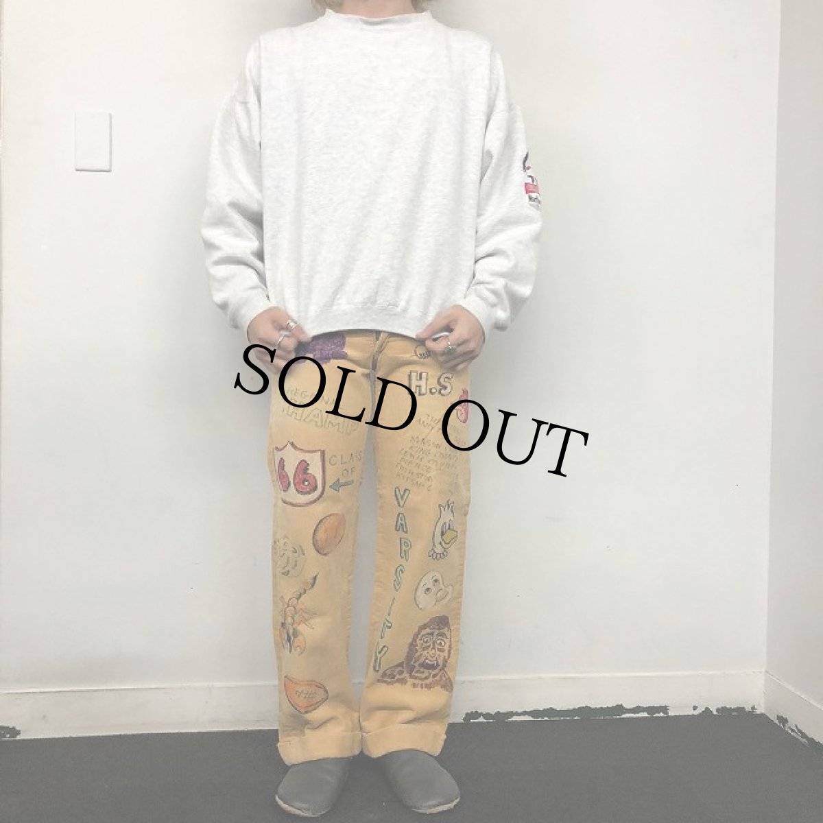 画像3: 40〜50's Hand Painted メモリアルコーデュロイパンツ W29 (3)